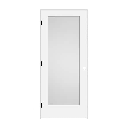 Codel Doors 32" x 80" x 1-3/8" Primed 1-Panel with White Lami Glass Interior Shaker 6-9/16" RH Prehung Door 2868pri8401GLRH10B6916